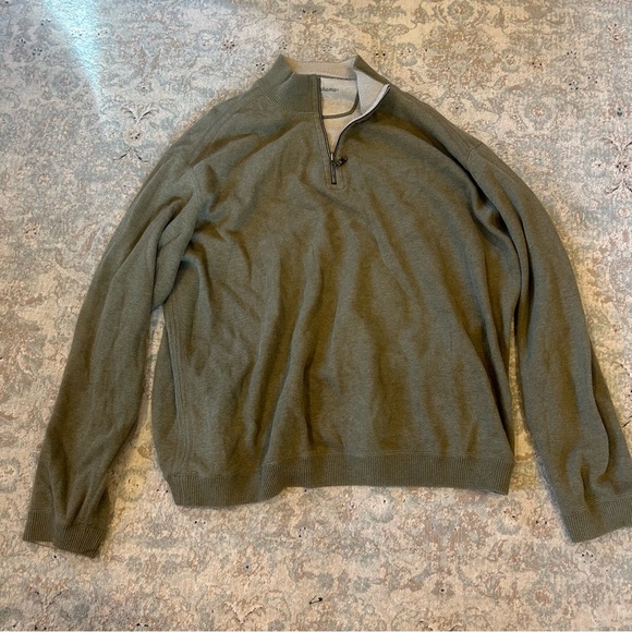 Tommy Bahama Mens XXL Olive Green Half-Zip Sweater PERFECT CONDITION - Picture 1 of 13
